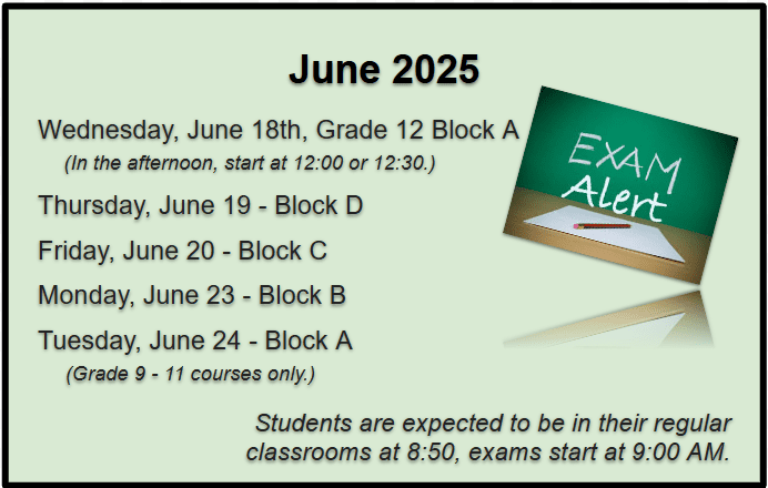 Exam schedule